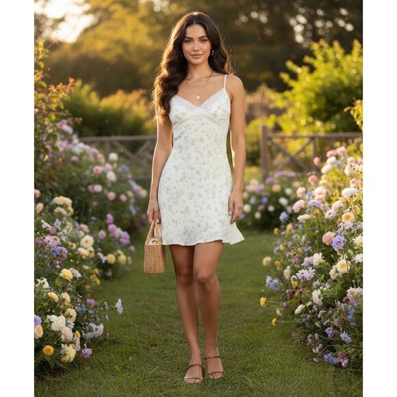 Forever 21 Floral Lace Bodycon Mini Slip Dress | Coquette Boho Grunge Fairycore - Picture 6 of 16